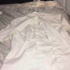 White with black polka dots button up